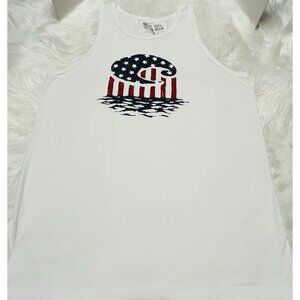 NEW Costa Del Mar Tank Top NEW Men's Size XL White Red Blue American Flag Logo